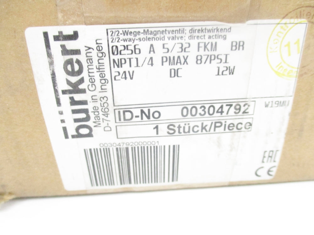 BURKERT 00304792 0256A5/32FKMBR 24VDC 87PSI NSMP