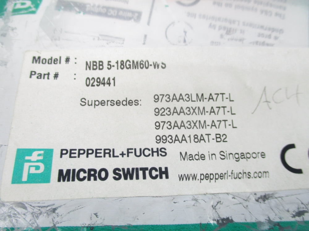 PEPPERL+FUCHS NBB5-18GM60-WS 029441 NSMP