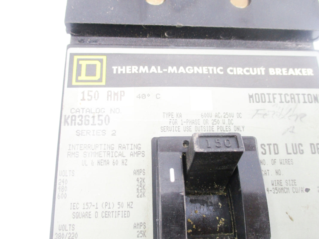 SQUARE D KA36150 SER. 2 600VAC 150A UNMP