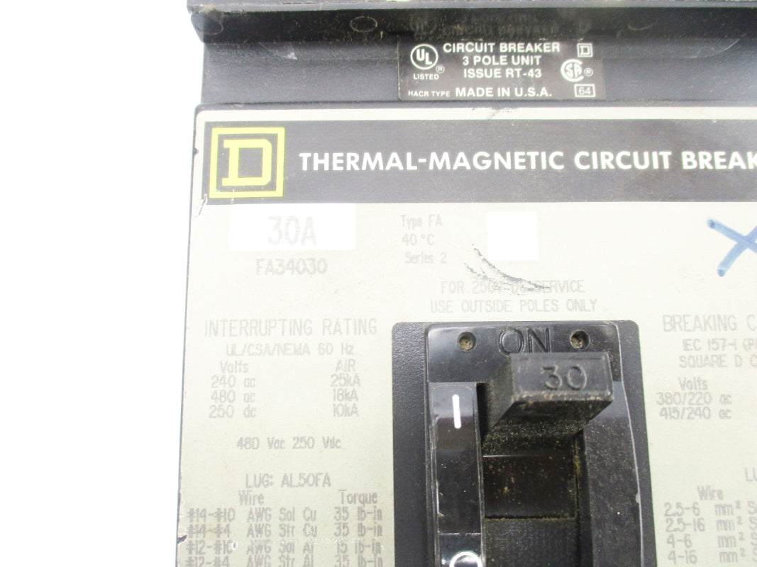 SQUARE D FA34030 SER. 2 480VAC 30A UNMP