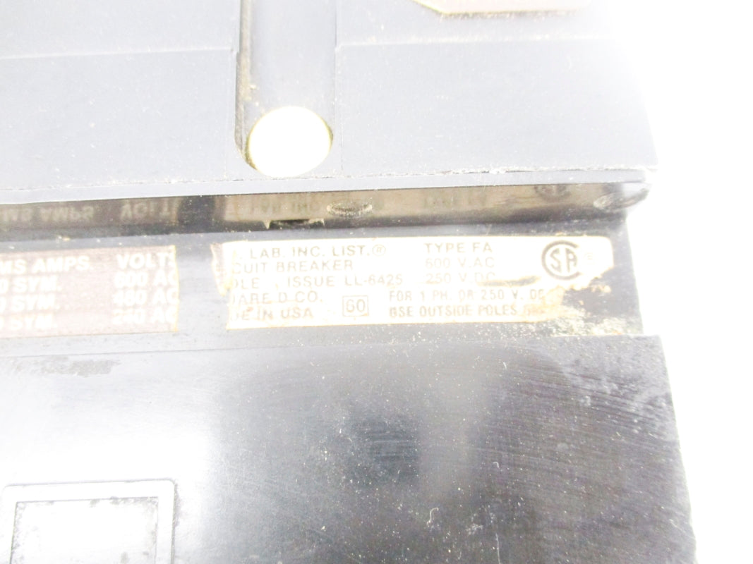 SQUARE D FA3100 480VAC 100A (BLACK) UNMP