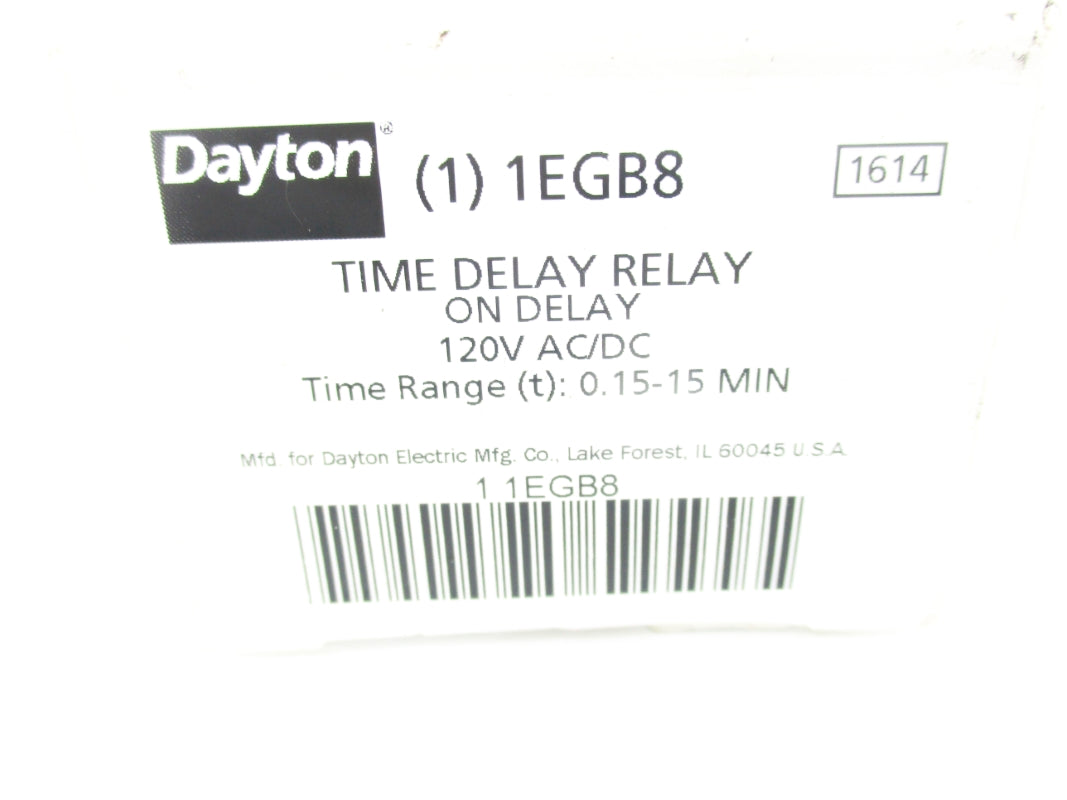 DAYTON 1EGB8 120VAC/DC 0.15-15MIN 10A NSMP