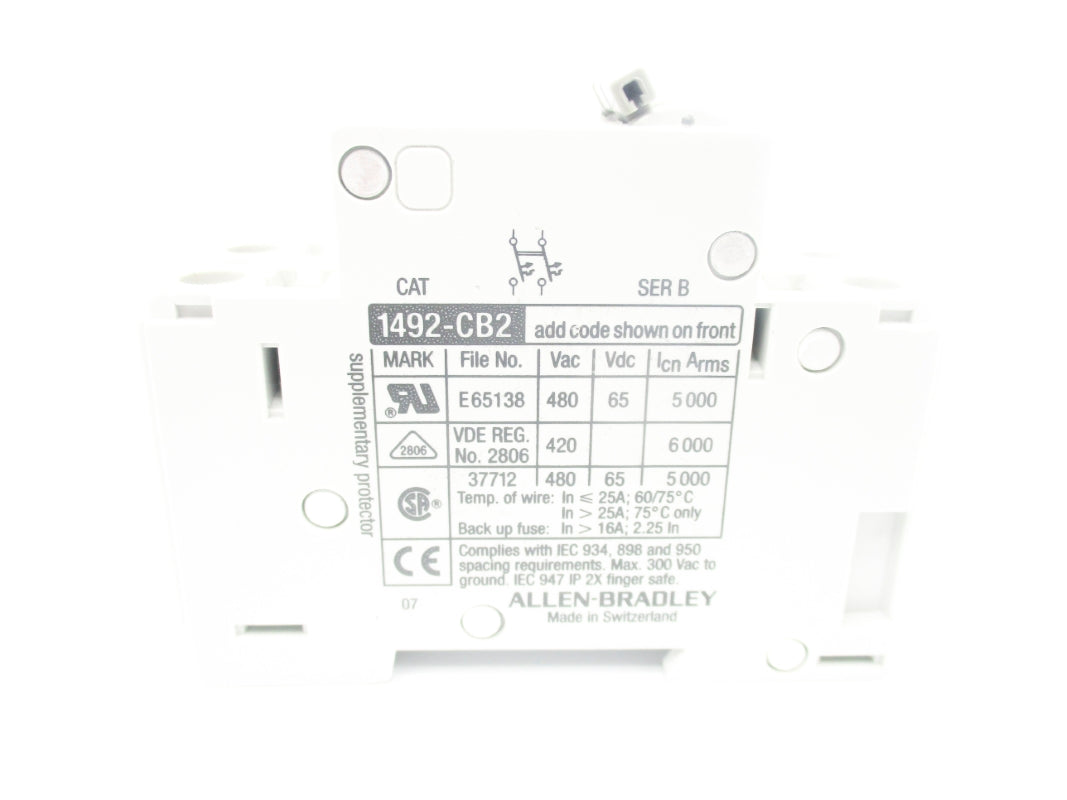 ALLEN BRADLEY 1492-CB2H010 SER. B 480VAC 1A NSMP