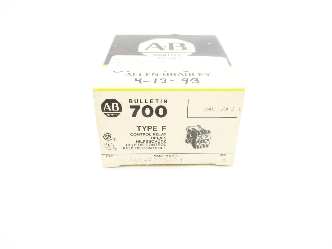 ALLEN BRADLEY 700-F220A24 SER. B 24V 10A (BK/YL) NSMP