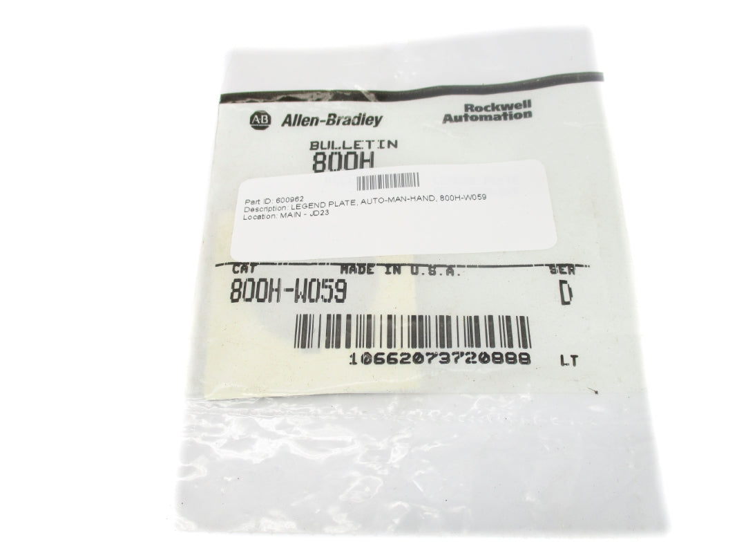 ALLEN BRADLEY 800H-W059 SER. D NSMP