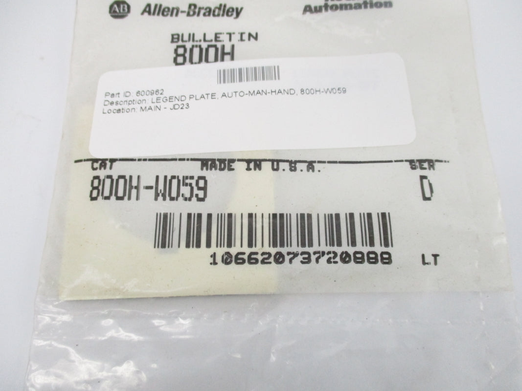 ALLEN BRADLEY 800H-W059 SER. D NSMP