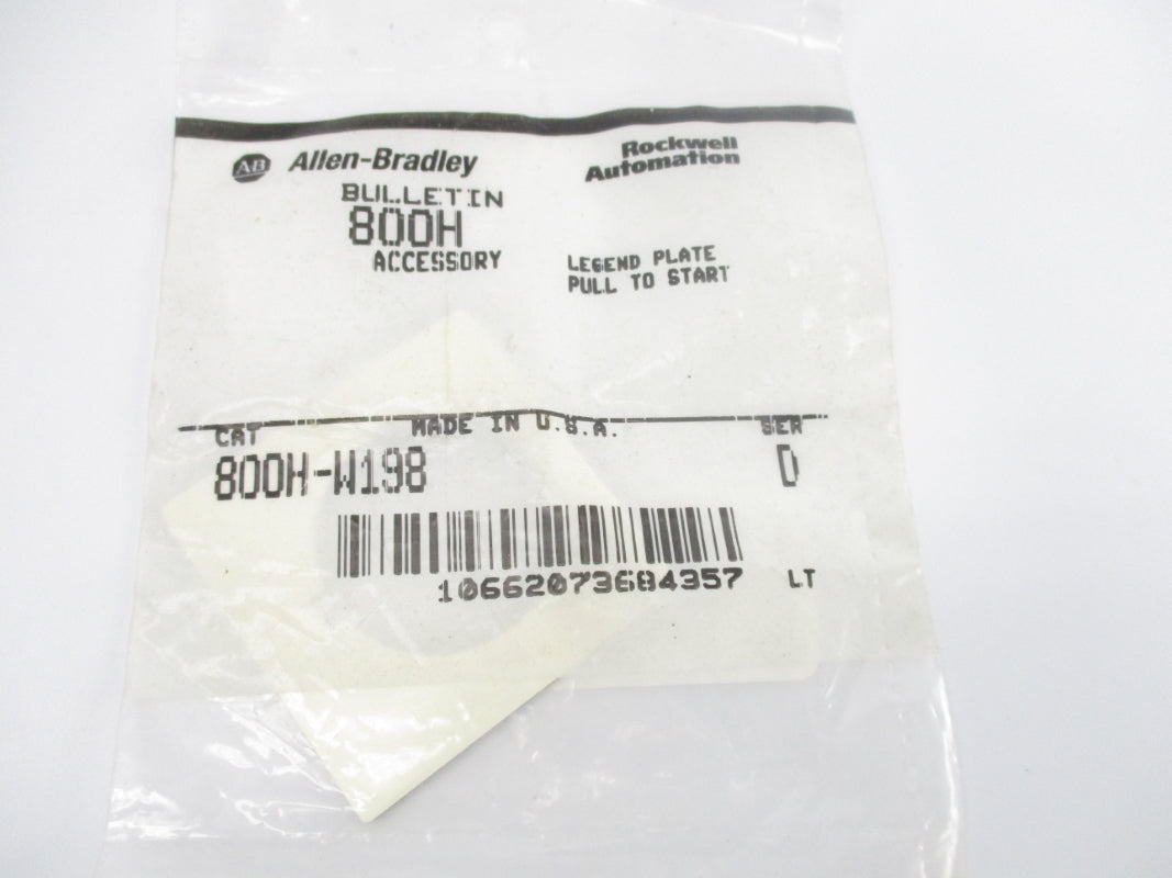 ALLEN BRADLEY 800H-W198 SER. D NSMP