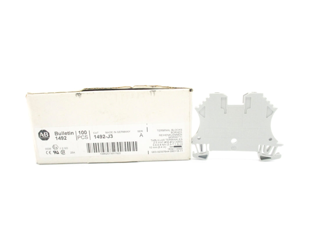 ALLEN BRADLEY 1492-J3 SER. A 600V 25A (PKG OF 100) ( WH) NSMP