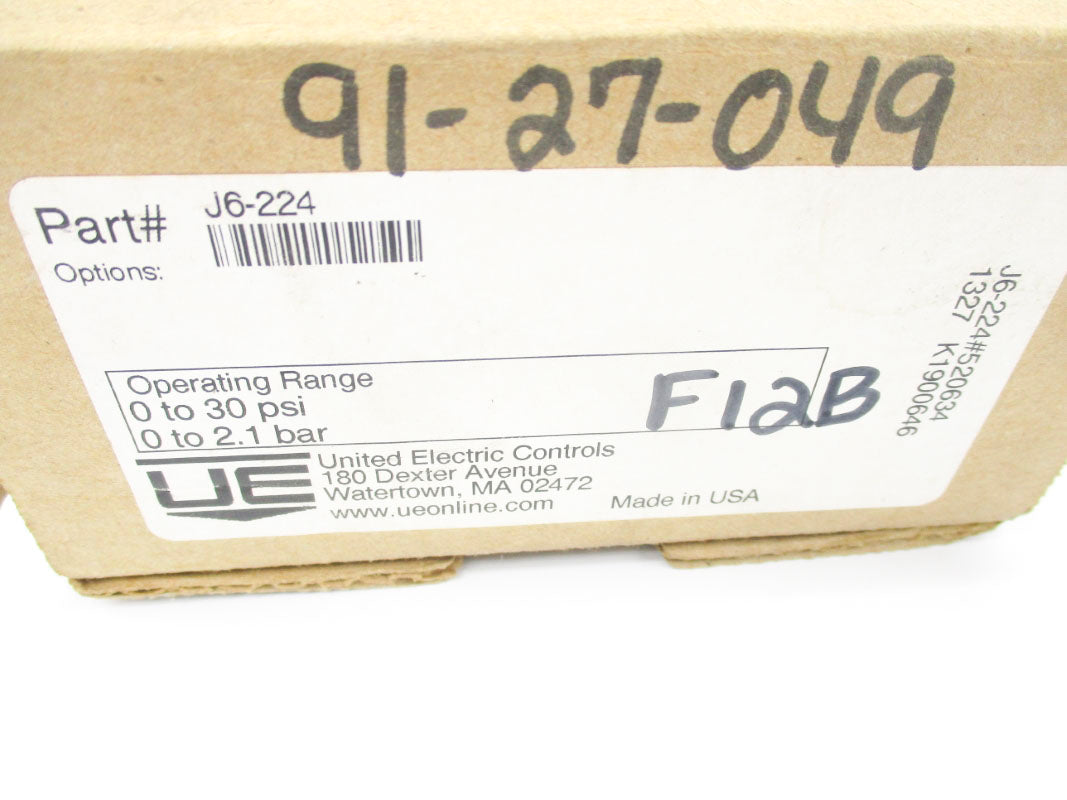 UNITED ELECTRIC J6-224  480VAC 15A 0-30PSI NSMP