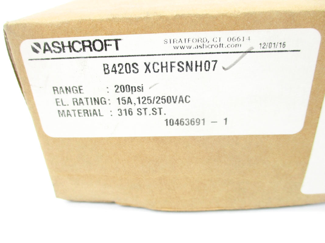 ASHCROFT B420SXCHFSNH07 250VAC 15A 200PSI NSMP