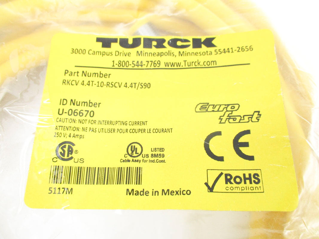 TURCK RKCV.4T-10-RSCV4.4T/S90 U-06670 250V 4A NSMP