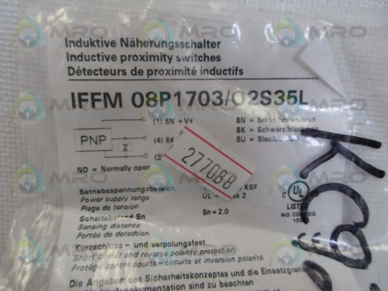 BAUMER IFFM 08P1703/O2S35L SHIELDED PROXIMITY SWITCH NSMP