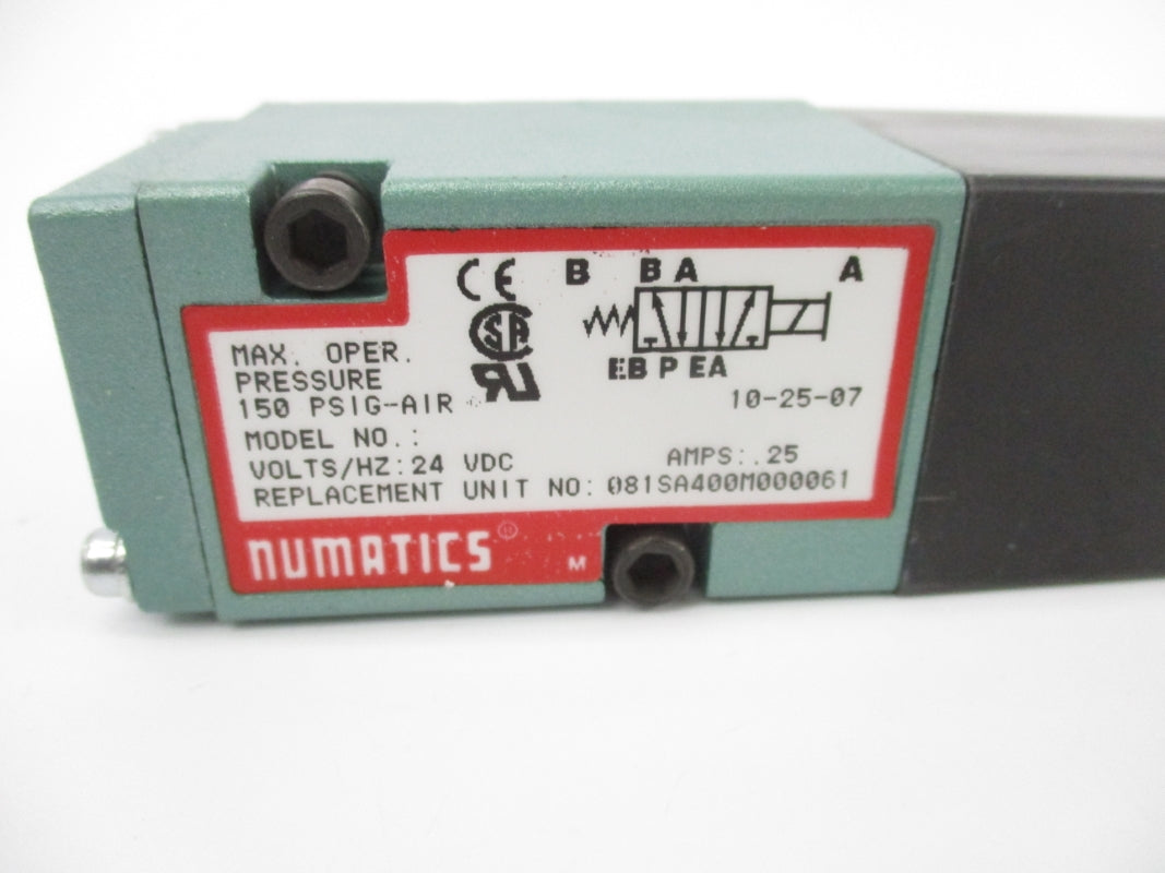 NUMATICS 081SA400M000061 24VDC .25A 150PSI NSNP