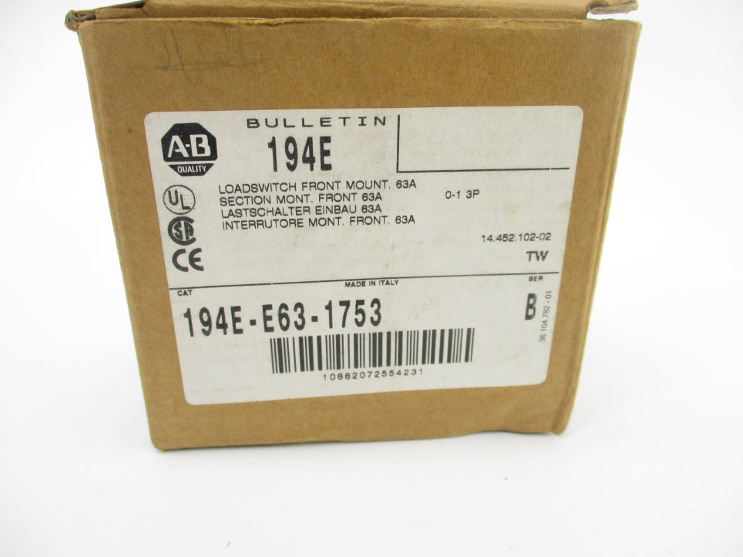 ALLEN BRADLEY 194E-E63-1753 SER. B 690V 63A (AS PICTURED) (BR/WH) NSMP