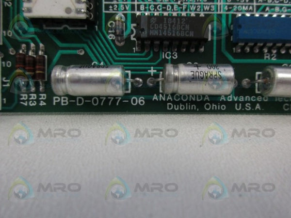 ANACONDA ADVANCED TECHNOLOGY PB-D-0777-06 CIRCUIT BOARD CARD NSNP