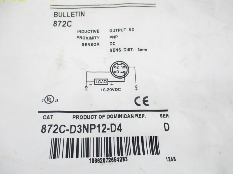 ALLEN BRADLEY 872C-D3NP12-D4 SER. D 10-30VDC NSMP