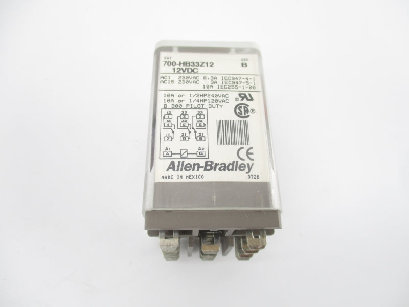 ALLEN BRADLEY 700-HB33Z12 SER. B 12VDC 10A (GY/BL) NSMP