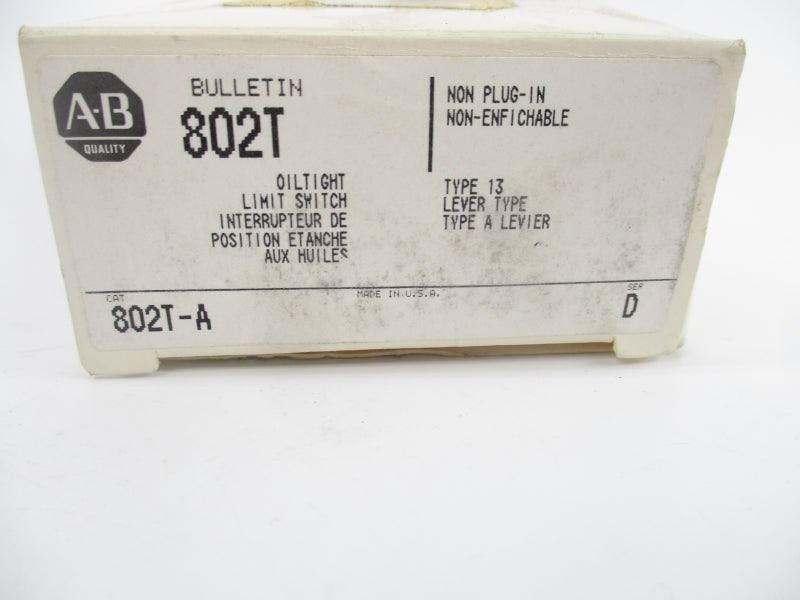 ALLEN BRADLEY 802T-A SER. D 120-600VAC 60A (WH) NSMP