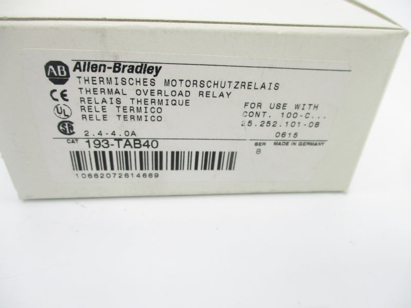 ALLEN BRADLEY 193-TAB40 SER. B 2.4-4.0A (WH) NSMP