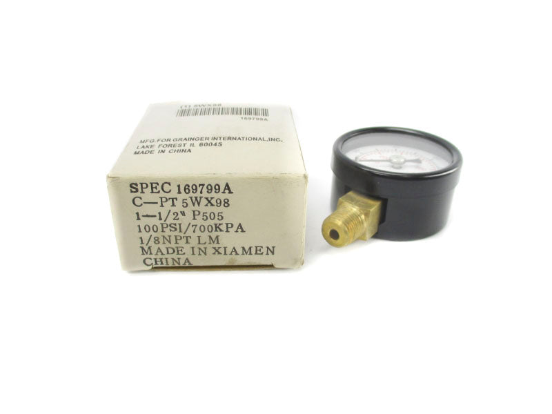 GAUGE 5WX98 0-100PSI 1-1/2" NSMP