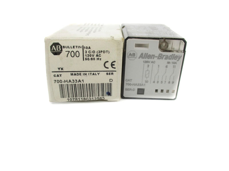 ALLEN BRADLEY 700-HA33A1 SER. D 120VAC 10A (WH) NSMP