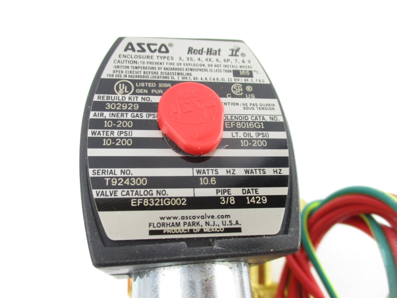 ASCO EF8321G002 120VDC 10-200PSI 3/8" NSNP