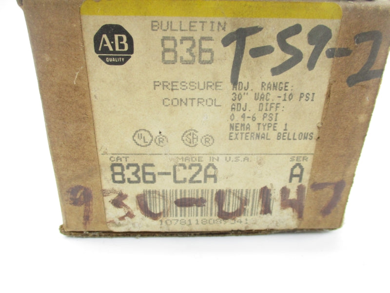 ALLEN BRADLEY 836-C2A SER. A 24/600V 10PSI (BR/YL) NSMP