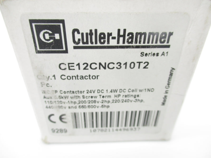 CUTLER HAMMER CE12CNC310T2 SER. A1 24VDC NSMP
