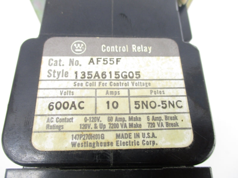 WESTINGHOUSE 135A615G05 AF55F 110-120VAC 10A NSNP