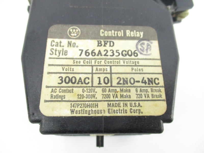 WESTINGHOUSE 766A235G06 BFD 125-130VDC 10A UNMP
