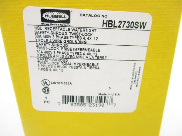 HUBBELL HBL2730SW 480V 30A NSMP