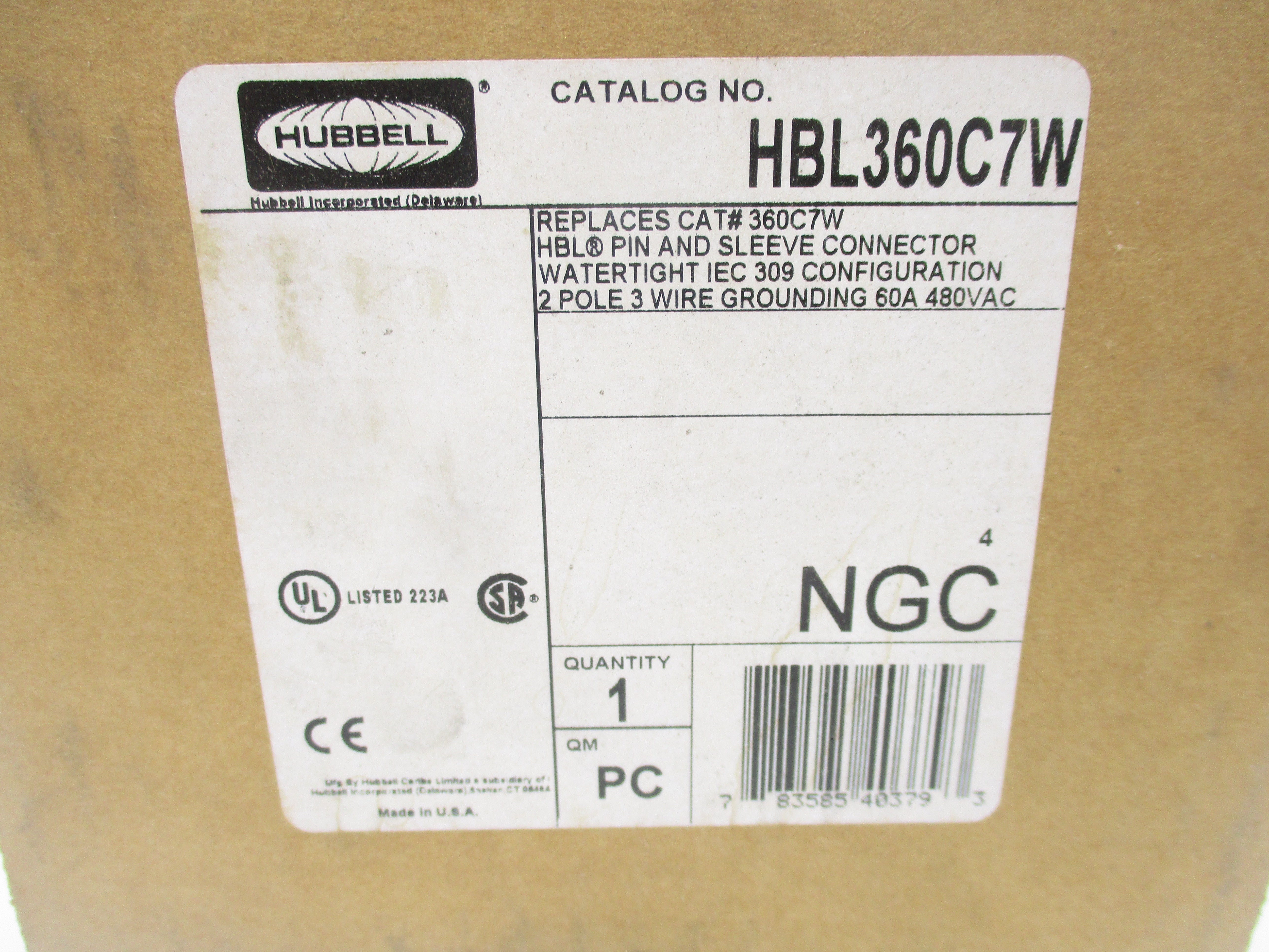 HUBBELL HBL360C7W 480VAC 60A NSMP