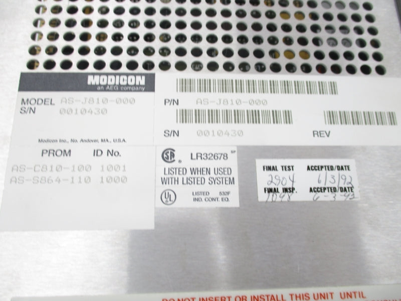 MODICON AS-J810-000 (NO KEY) UNMP