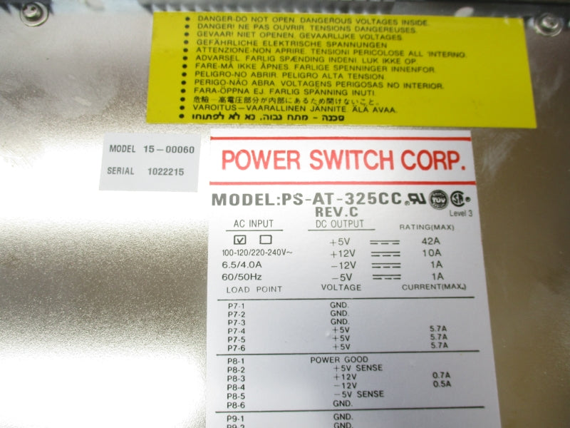 POWER SWITCH CORP PS-AT-325CC 100-120/220-240V 6.5/4.0A NSNP