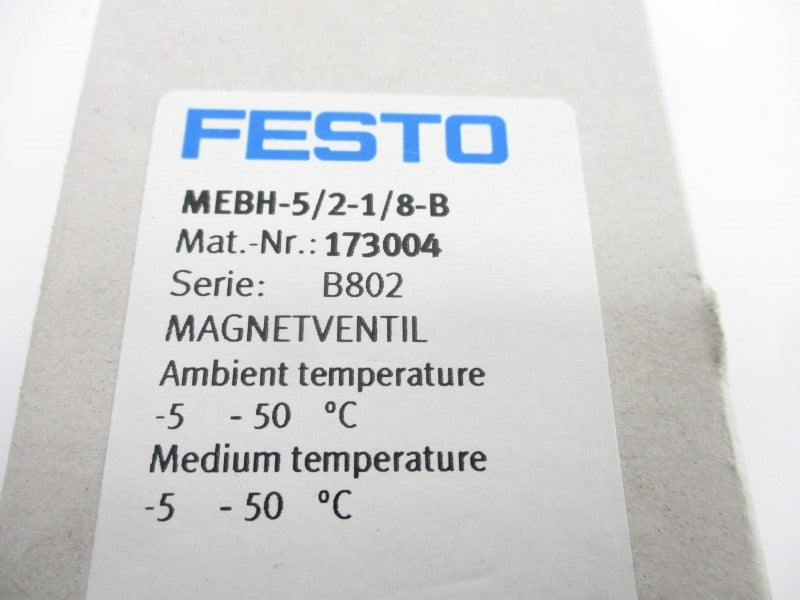 FESTO MEBH-5/2-1/8-B 173004 SER. B802 20.4-26.4VDC NSMP