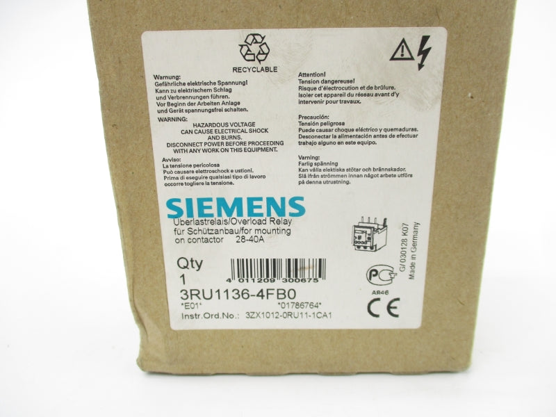 SIEMENS 3RU1136-4FB0 690V 28-40A NSMP