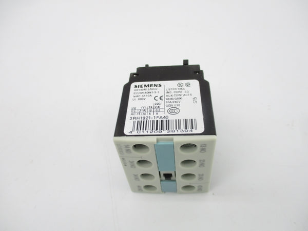 SIEMENS 3RH1921-1FA40 240V 10A NSMP