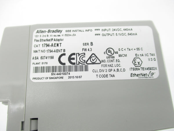 ALLEN BRADLEY 1794-AENT SER. B 24VDC F/W 4.3 NSNP