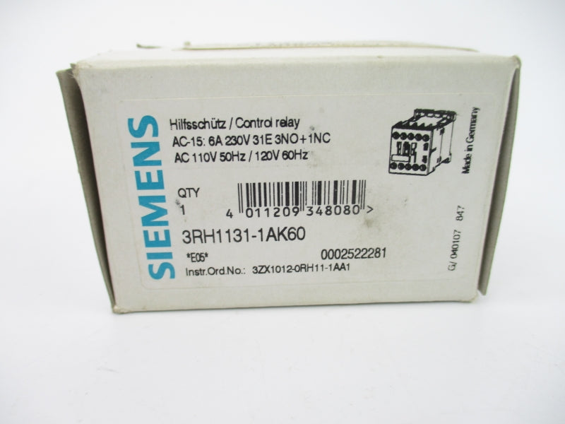 SIEMENS 3RH1131-1AK60 110/120V 6A NSMP