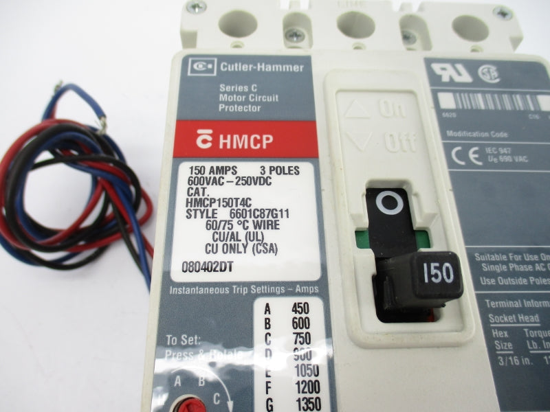 CUTLER HAMMER HMCP150T4C 6601C87G11 600VAC/250VDC 150A UNMP