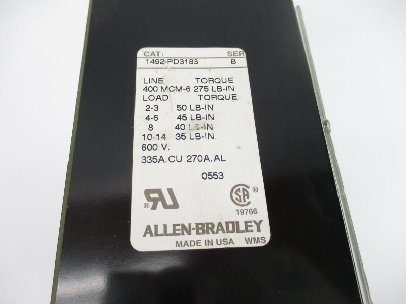 ALLEN BRADLEY 1492-PD3183 SER. B 600V NSNP
