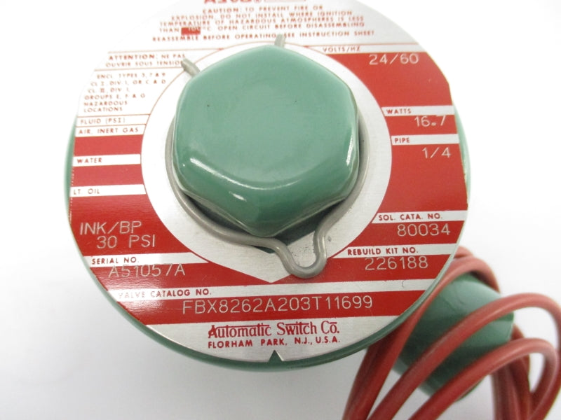 ASCO FBX8262A203T11699 24V 30PSI 1/4" NSNP