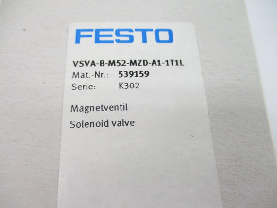 FESTO VSVA-B-M52-MZD-A1-1T1L 539159 SER. K302 24VDC 45-145PSI NSMP