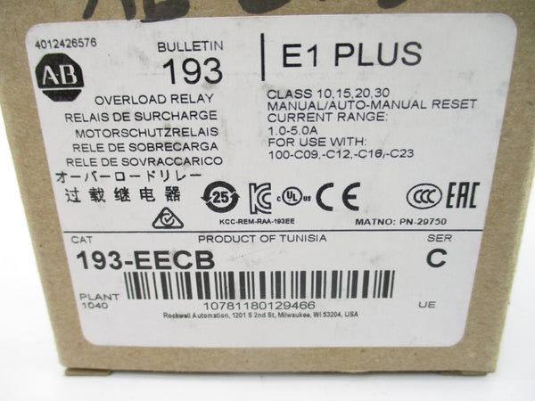 ALLEN BRADLEY 193-EECB SER. C 600V 1.0-5.0A (BR/WH) NSMP