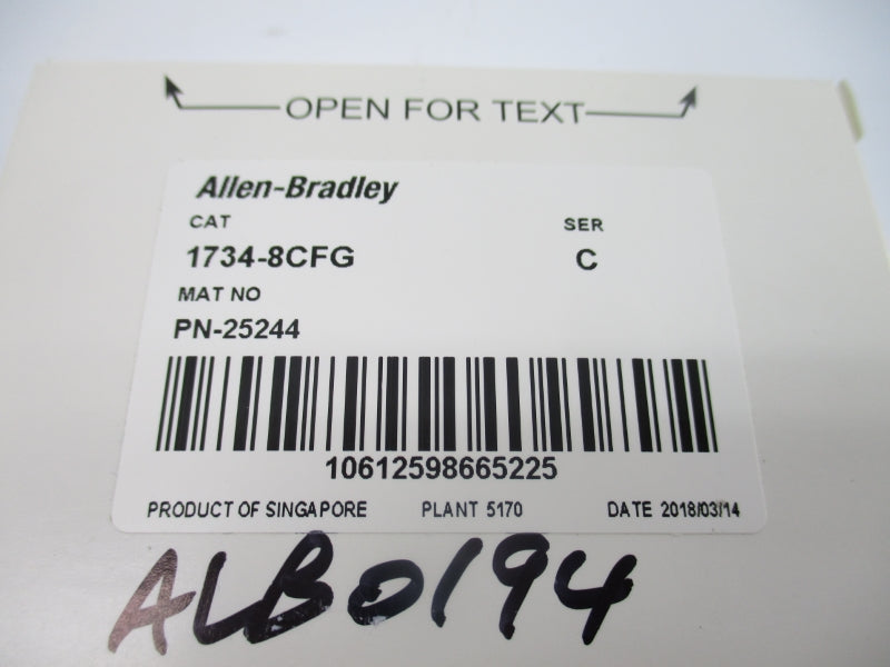 ALLEN BRADLEY 1734-8CFG SER. C F/W 4.011 24VDC 3A NSMP