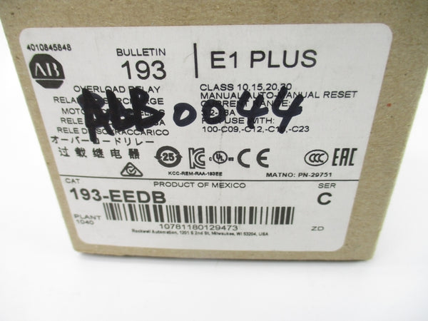 ALLEN BRADLEY 193-EEDB SER. C 600V 3.2-16A (BR/WH) NSMP