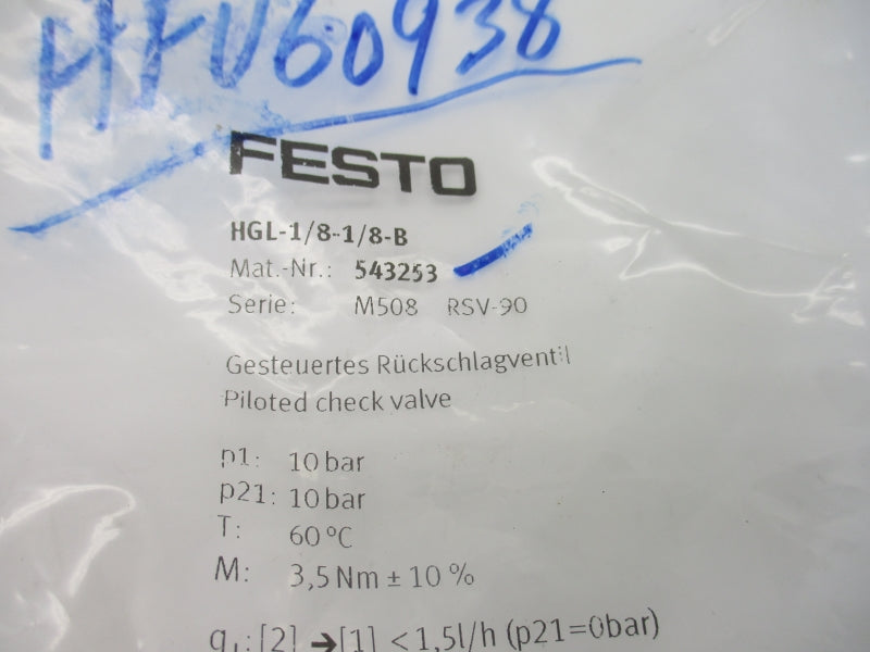 FESTO HGL-1/8-1/8-B 543253 NSMP
