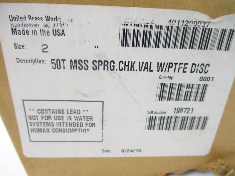 VALVE 50T 2" UNMP