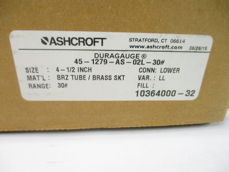 ASHCROFT 45-1279-AS-02L-30# 0-30PSI 4 1/2" NSMP