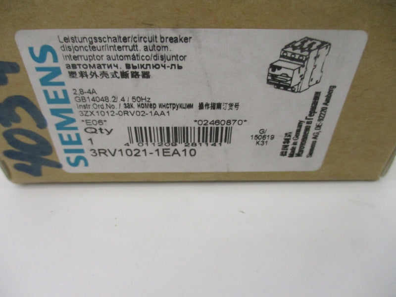 SIEMENS 3RV1021-1EA10 690V 2.8-4A NSMP